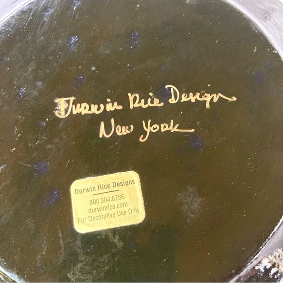 DURWIN RICE Artist Signed Glass Decoupage New York Transit Plate 8 inch - Picture 6 of 7